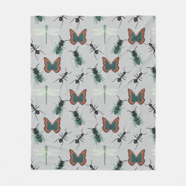Couverture Polaire Motif papillon coloré (Devant)