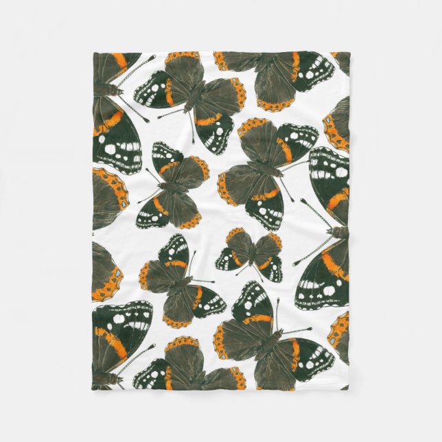 Couverture Polaire Motif papillon de l'amiral rouge (Devant)