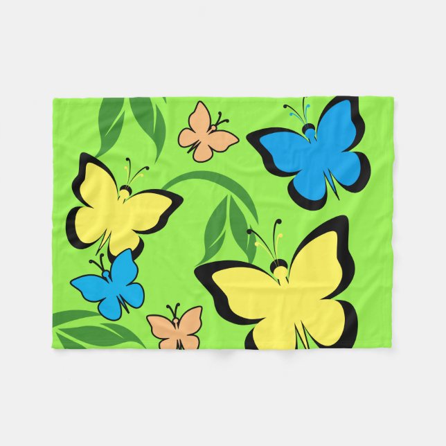 Couverture Polaire Motif papillon de printemps (Devant (Horizontal))