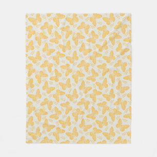 Couverture Polaire Motif papillon jaune sur arrière - plan gris