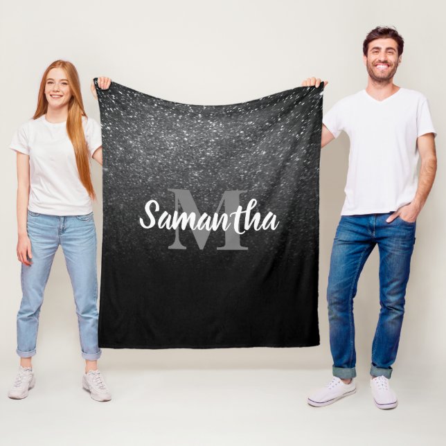 Couverture Polaire Motif Parties scintillant noir (En situation)