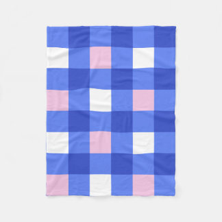 Couverture Polaire Motif Pastel Blue et Pink En vichy Check