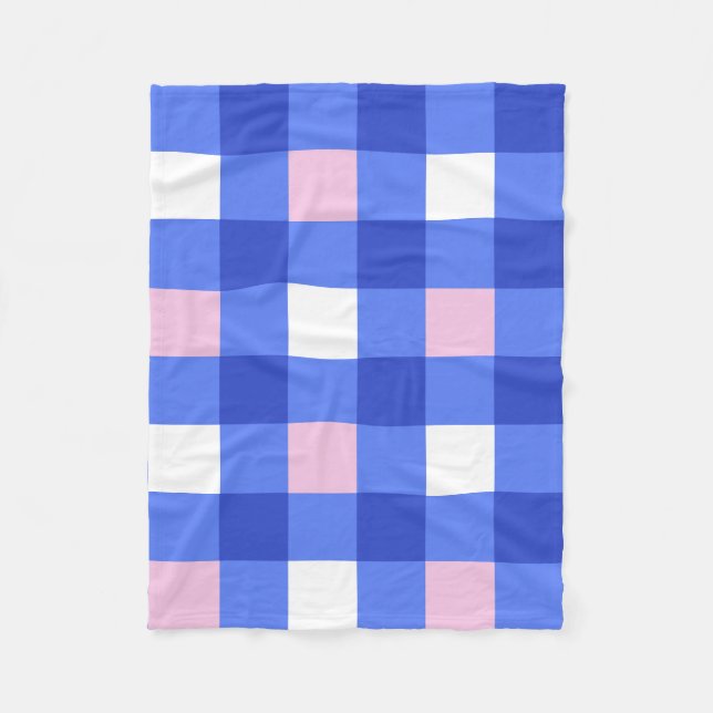 Couverture Polaire Motif Pastel Blue et Pink En vichy Check (Devant)