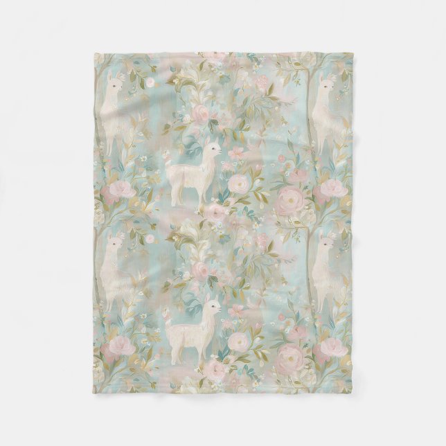 Couverture Polaire Motif Pastel Lama (Devant)