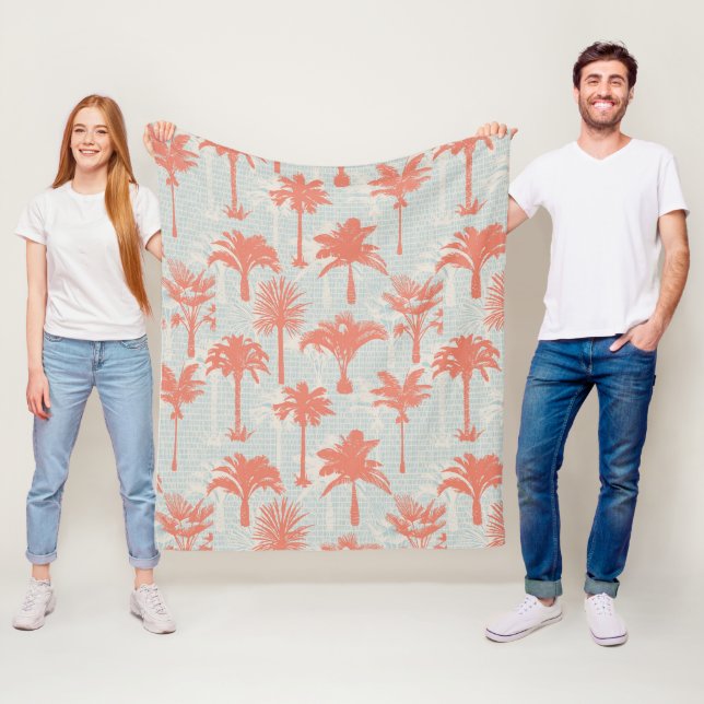 Couverture Polaire Motif Pastel Palm Tree (En situation)