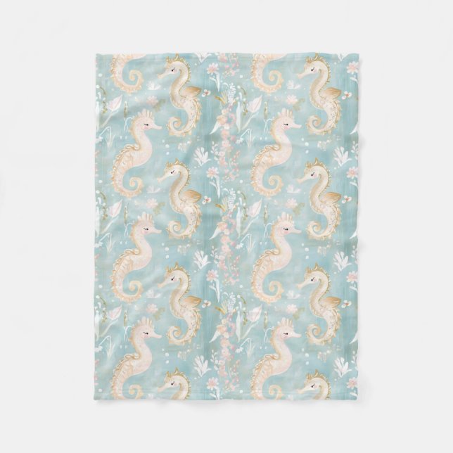 Couverture Polaire Motif Pastel Seahorse (Devant)