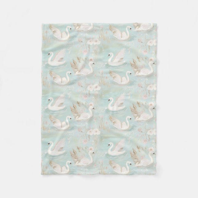 Couverture Polaire Motif Pastel Swan (Devant)