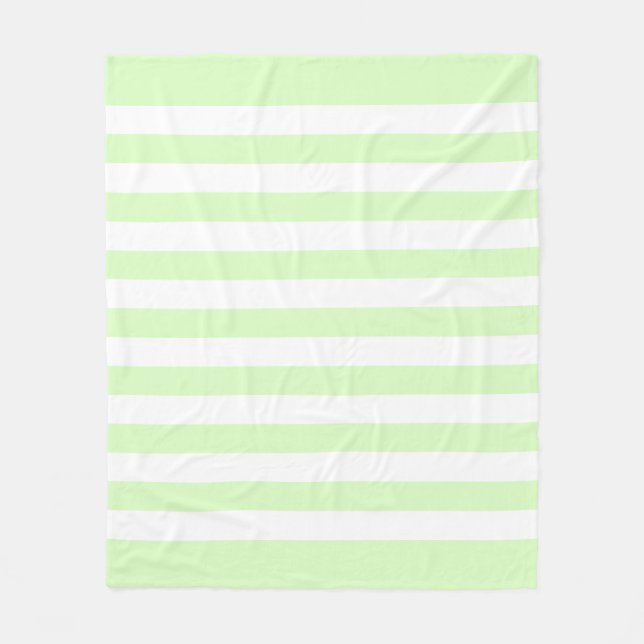 Couverture Polaire Motif pastel vert citron et lignes blanches (Devant)