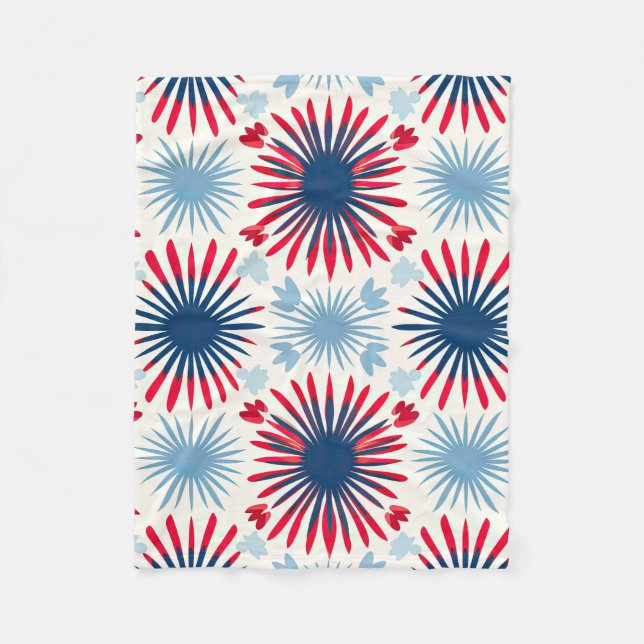 Couverture Polaire Motif Patriotique Fireworks (Devant)