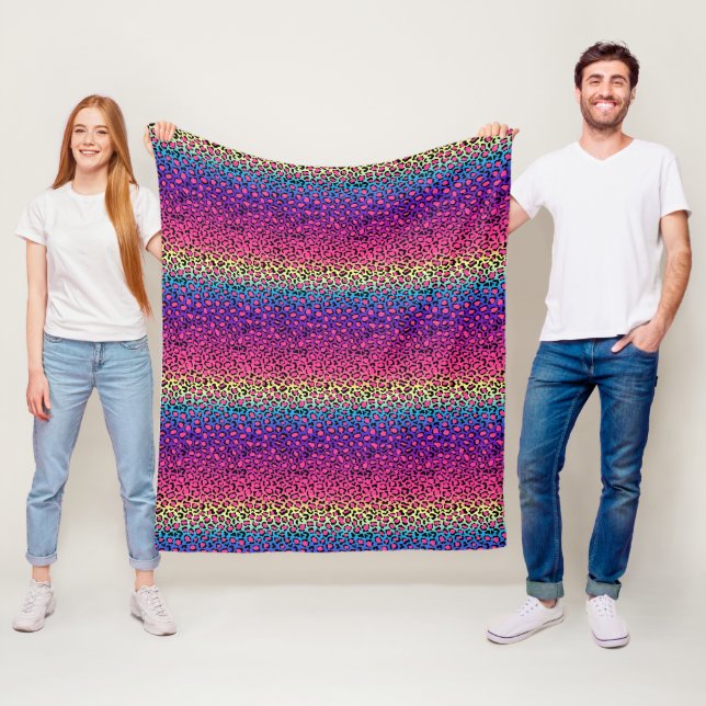 Couverture Polaire Motif peau de léopard coloré (En situation)