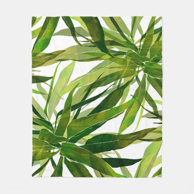 Couverture Polaire Motif peint à la main Feuille de palme (Devant)