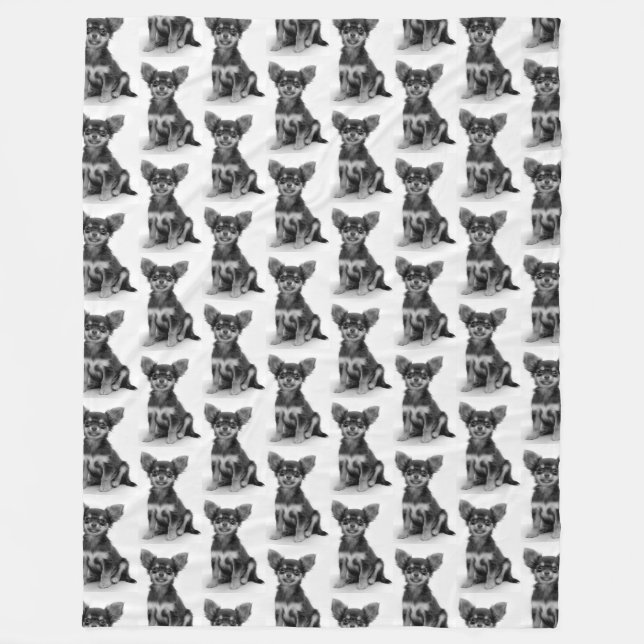 Couverture Polaire Motif pelucheux mignon de chiot de chiwawa (Devant)