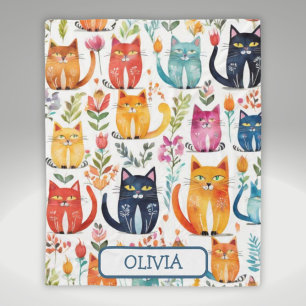 Couverture Polaire Motif personnalisé de chatons mignons et de fleurs