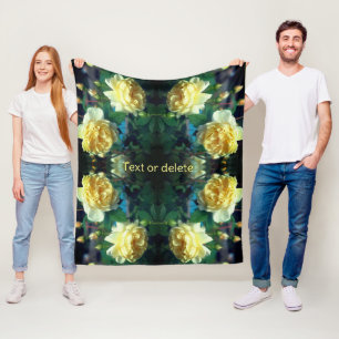 Couverture Polaire Motif personnalisé de paire de fleurs de rose jaun