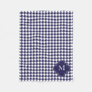 Couverture Polaire Motif personnalisé de pied-de-poule de bleu marin