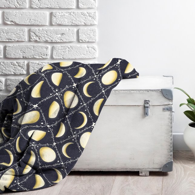 Couverture Polaire Motif Phases de lune céleste (Moon Phases Pattern Fleece Blanket)