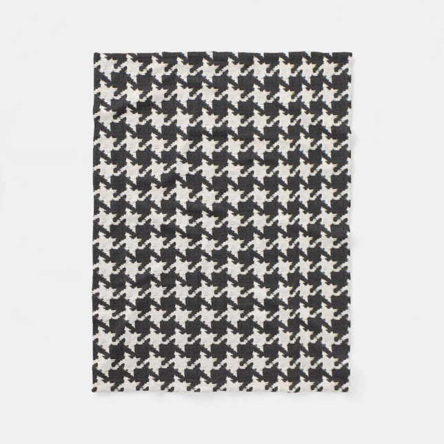 Couverture Polaire Motif Pied-de-Poule Noir Blanc (Devant)