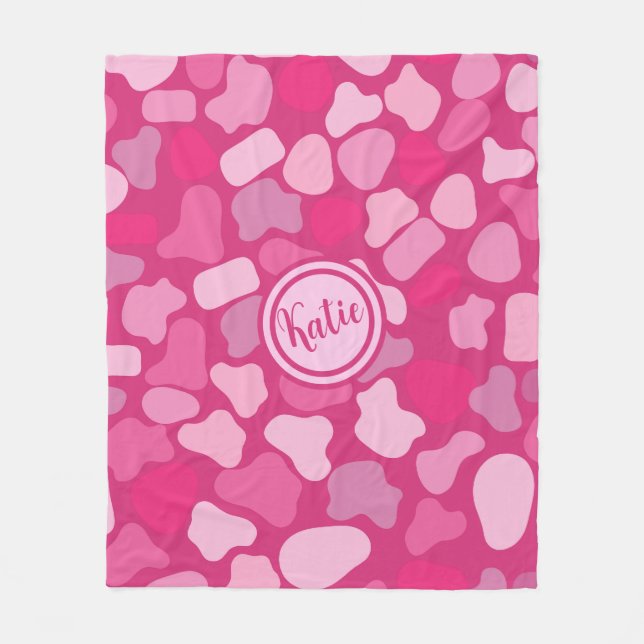 Couverture Polaire Motif Pierre Rose- (Devant)