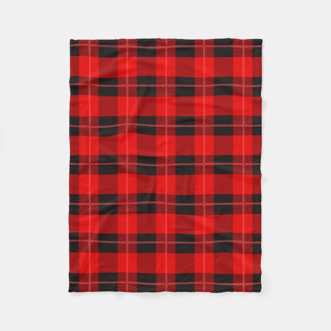 Couverture Polaire Motif Plaid à Buffalo rouge et noir (Devant)