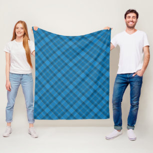 Couverture Polaire Motif Plaid bleu et or
