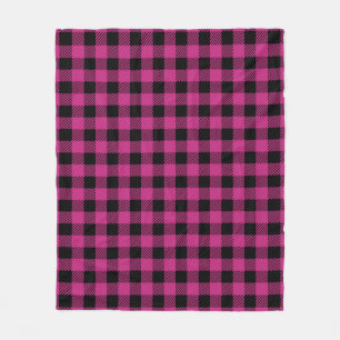 Couverture Polaire Motif Plaid Buffalo rose et noir