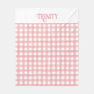 Couverture Polaire Motif Plaid classique rose et blanc En vichy