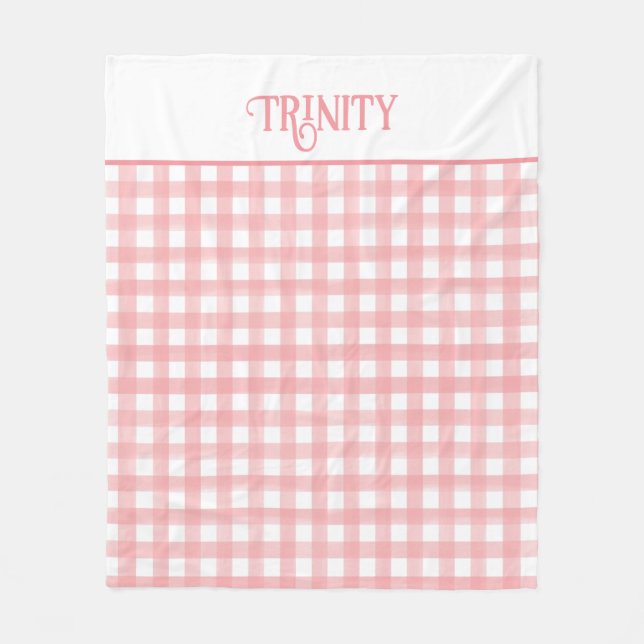 Couverture Polaire Motif Plaid classique rose et blanc En vichy (Devant)