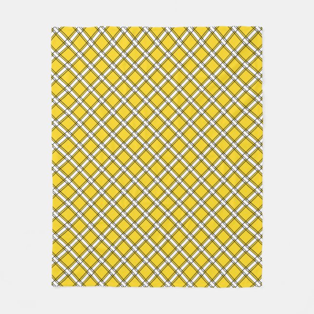Couverture Polaire Motif plaid jaune et blanc (Devant)