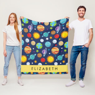 Couverture Polaire Motif, Planètes, Étoiles, Cosmos, Votre Nom