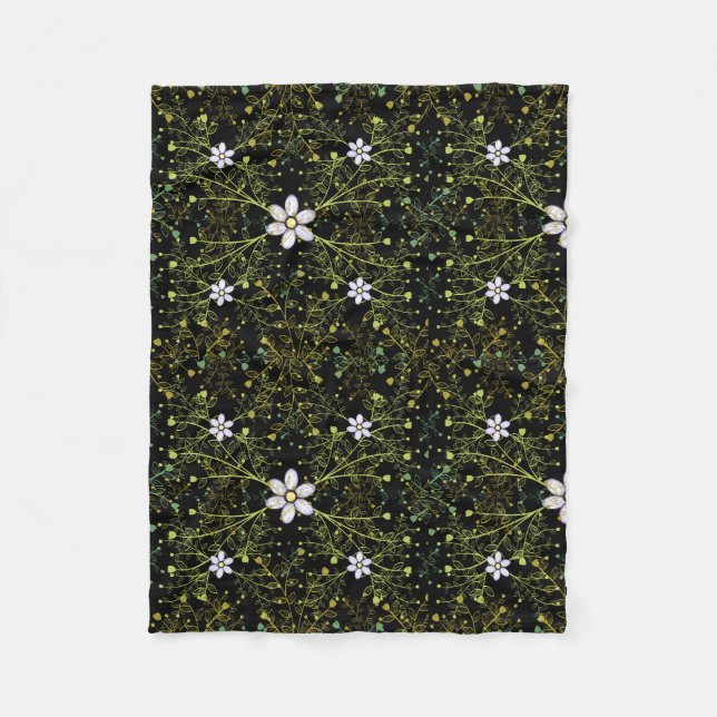 Couverture Polaire motif plante.10b BG noir (Devant)