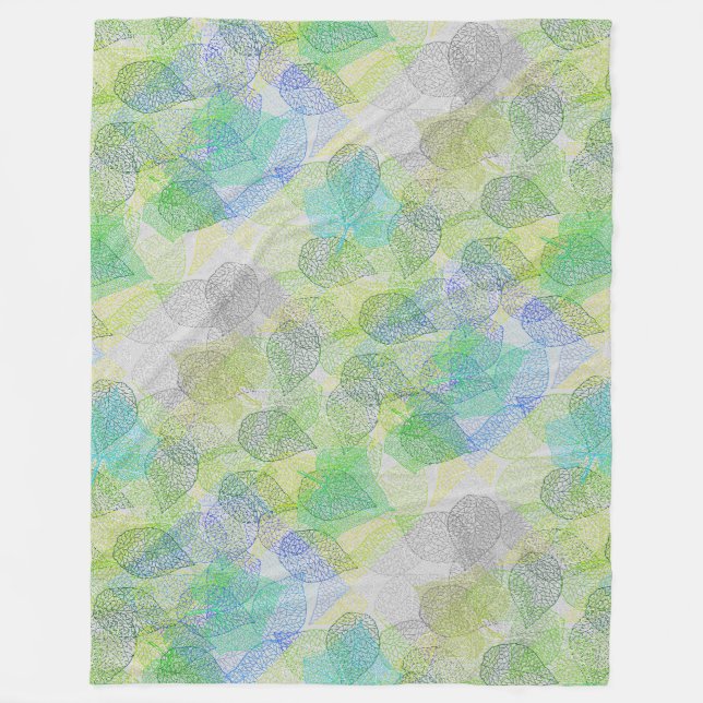 Couverture Polaire motif plante A02.b Feuille LGrey BG (Devant)