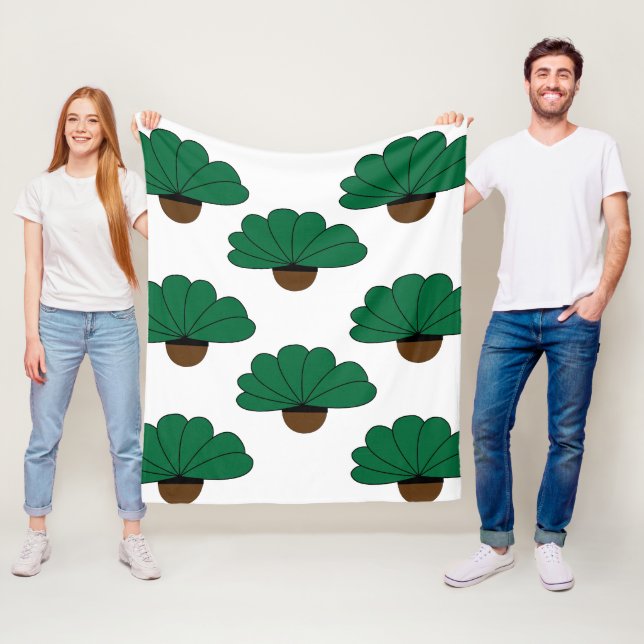 Couverture Polaire Motif Plante à pots verts (En situation)