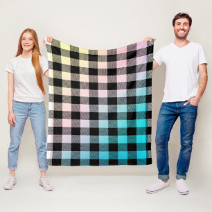 Couverture Polaire Motif plaqué noir sur couleurs pastel ombre