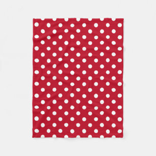 Couverture Polaire Motif Pois Blanc Rouge et blanc