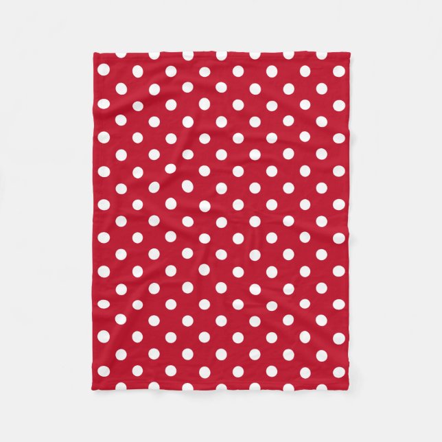 Couverture Polaire Motif Pois Blanc Rouge et blanc (Devant)