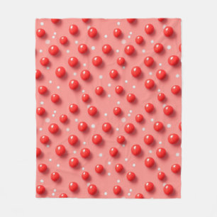 Couverture Polaire motif Pois rouge et blanc 3D