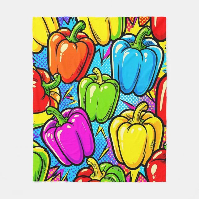 Couverture Polaire Motif Poivrons Pop Art (Devant)