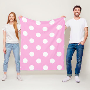 Couverture Polaire Motif Poka blanc rose
