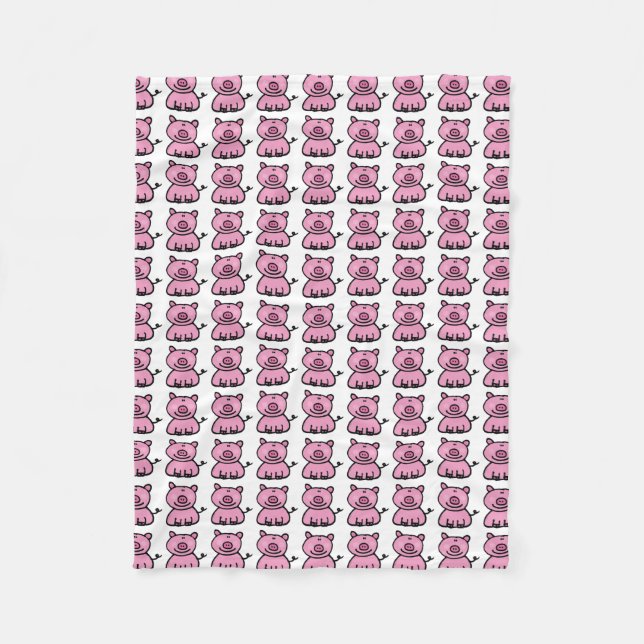 Couverture Polaire motif porcin rose (Devant)