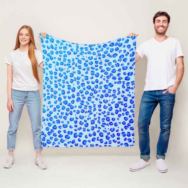 Couverture Polaire Motif Poster de animal moderne bleu violet (En situation)