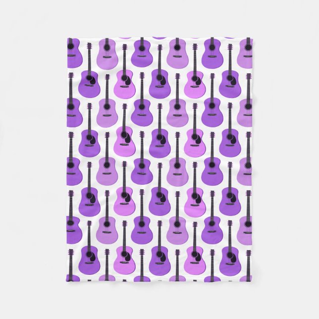 Couverture Polaire Motif pourpre de guitares acoustiques (Devant)
