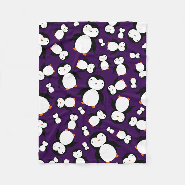 Couverture Polaire Motif pourpre mignon de pingouin (Devant)