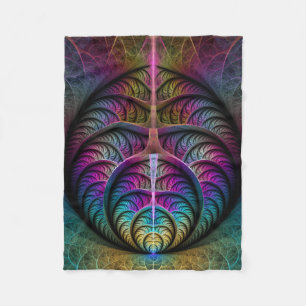 Couverture Polaire Motif psychédélique coloré abstrait d'art fractal