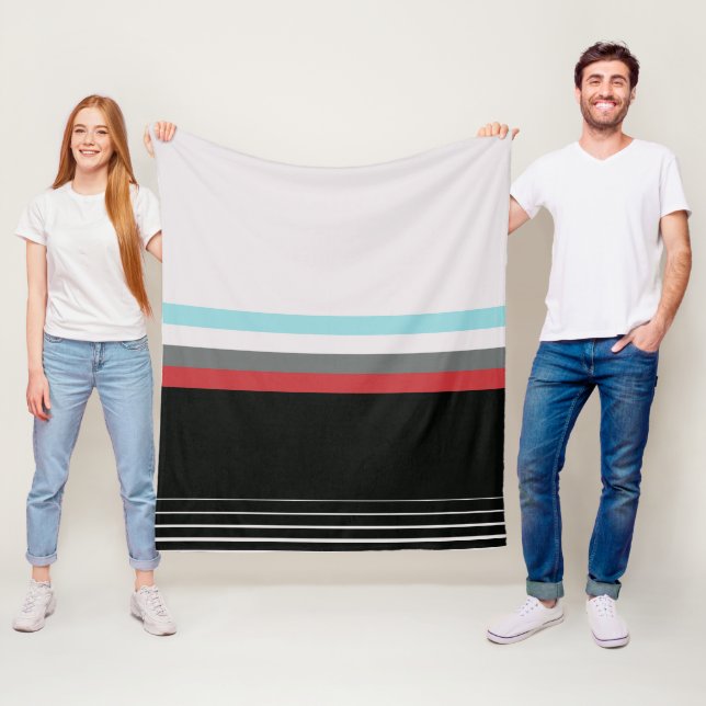 Couverture Polaire Motif rayé coloré moderne (En situation)