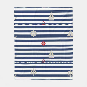 Couverture Polaire Motif rayé d'ancre de voilier nautique