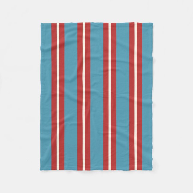 Couverture Polaire Motif rayé moderne rouge et bleu vibrant (Devant)