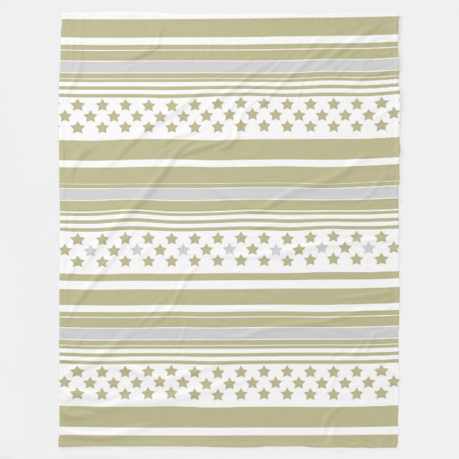 Couverture Polaire Motif rayé olive avec étoiles (Devant)