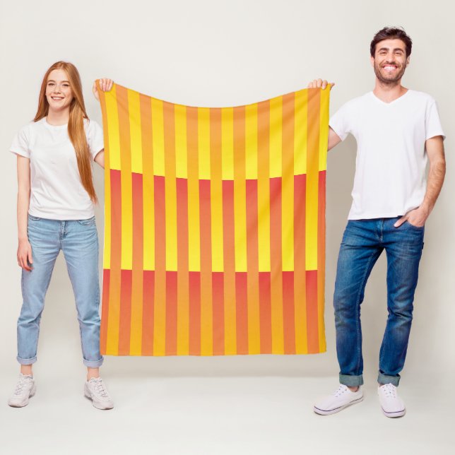 Couverture Polaire Motif rayé orange jaune (En situation)
