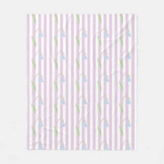 Couverture Polaire Motif rayé pastel rose esthétique avec fleurs