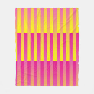 Couverture Polaire Motif rayé rose jaune orange